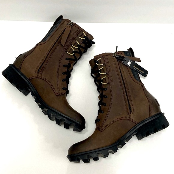 New Sorel Women’s Phoenix Leather Combat Boots - Picture 11 of 13